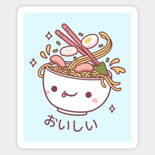 Cute Oishii Japanese Ramen Noodles Spilling Toppings Magnet